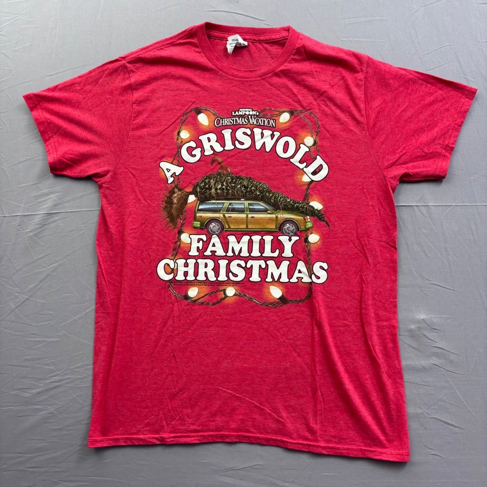 Vtg National Lampoons Christmas Vacation Griswold Family Red T-Shirt Mens‎ Sz L